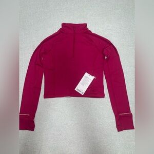 Lululemon NWT It's Rulu Ribbed Cropped Half Zip Updated M Berry Rumble
